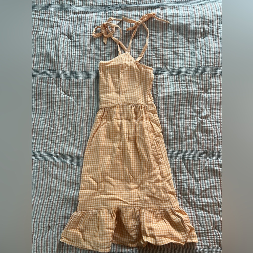 Plaid, babydoll tie shoulder dress.